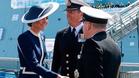 Kate Middleton wows in navy as she smashes whisky against ship in naming ceremony