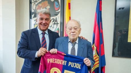Entrañable visita de Jordi Pujol a Joan Laporta tras cumplir 95 años