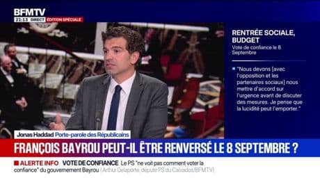 Vote de confiance du 8 septembre: "On danse sur un volcan", image Jonas Haddad, porte-parole des Républicains