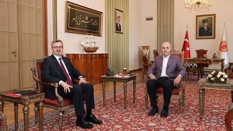 TBMM Başkanı Numan Kurtulmuş İletişim Başkanı Burhanettin Duran'ı kabul etti