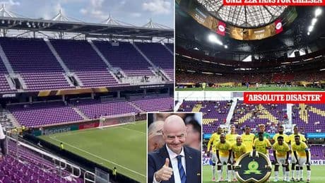 FIFA's Club World Cup branded a 'disaster' with less than 600 fans in attendance at 25,500-seater stadium in Orlando - amid calls for Gianni Infantino to 'face repercussions'