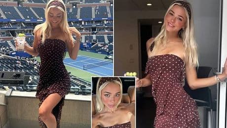 Livvy Dunne stuns in strapless dress for VIP trip to the US Open... and finds ingenious way to watch MLB boyfriend Paul Skenes