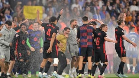 Espanyol turn on sprinklers to dampen Barcelona’s La Liga title celebrations