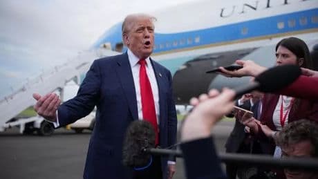 Donald Trump arrives in Scotland as President greeted at Prestwick Airport