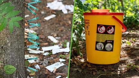 Drogen in Berlin - Dieser Junkie-Baum ist jetzt ein Eimer