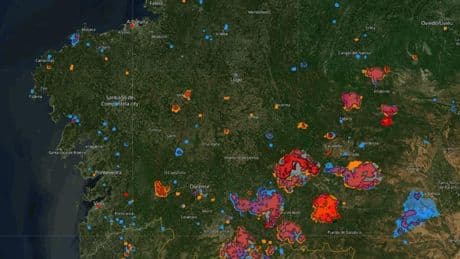 Las hectáreas arrasadas por los incendios en Galicia superan las 158.000, según Copernicus
