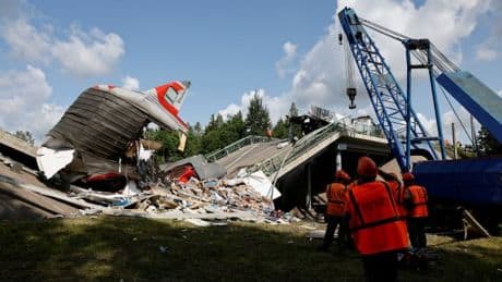 Seven dead in train crash after ‘explosions’ destroy bridges on Ukraine border
