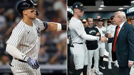 Donald Trump swoons over ripped Yankees star Aaron Judge's muscles before he wows president on the field