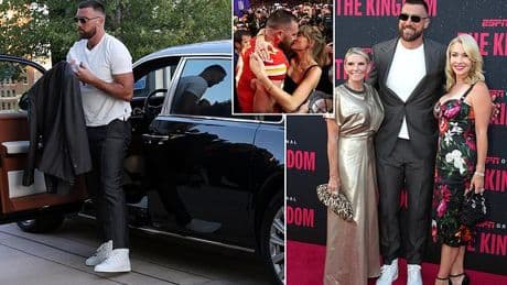 Travis Kelce arrives in his $400,000 Rolls Royce for glitzy red carpet Chiefs premiere... but there's no sign of Taylor Swift