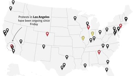 Mapped: the 37 cities where anti-ICE protests have erupted across the US