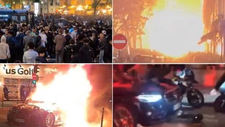 Violence erupts in Paris as car drives over fans and is set alight after PSG vs Arsenal game
