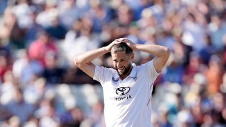 Chris Woakes rues ‘pretty frustrating’ close calls on hard-fought opening day