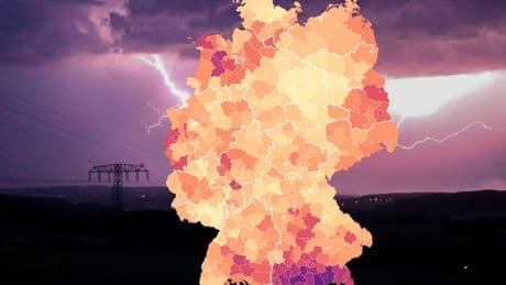 Blitzatlas 2024: Diese Karte zeigt, wo in Deutschland die meisten Blitze einschlagen