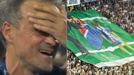 Luis Enrique tears up as PSG fans unveil huge tifo honouring late daughter Xana after tragic passing