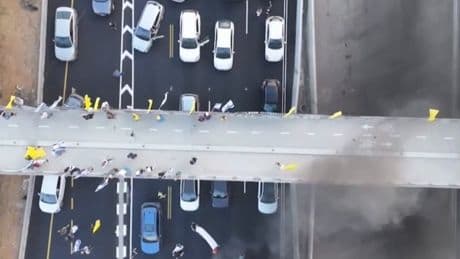 Aerial footage shows scale of disruption as Israeli hostage families hold nationwide day of protest