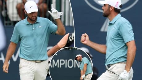 Scottie Scheffler holes insane 82-foot chip shot to save comeback win at BMW Championship