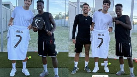 Vinicius sigue loco por el pádel y ‘reta’ a Arturo Coello junto a Ceballos