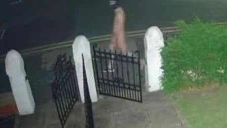 Naked man prowling streets in 'gimp mask' caught on door camera