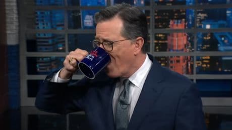 Stephen Colbert does literal spit-take while trolling CBS corporate bosses over potential ‘bribe’ of Trump