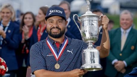 Golfer Spaun blijft als enige onder par en wint met US Open eerste majortoernooi