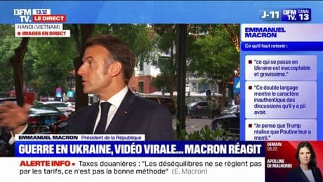 "C'est une chamaillerie": Emmanuel Macron réagit à l'image où l'on voit Brigitte Macron lui donner un coup au visage à la descente de leur avion au Vietnam