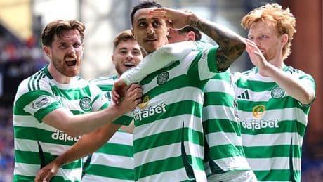 A GAME OF TWO STRIKERS: Adam Idah and Cyriel Dessers ensure it's honours even in a game neither Old Firm side deserved to lose
