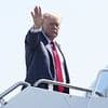 Trump lands in Scotland to inaugurate his new golf course and as the Jeffrey Epstein saga follows him from Washington