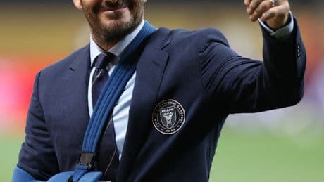 David Beckham has arm in sling as he’s seen for first time since secret op on injury suffered 22 YEARS ago