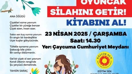 Çaycuma’da “Oyuncak Silahını Getir, Kitabını Al” etkinliği yapılacak