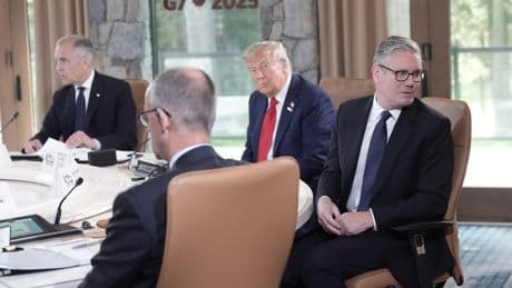 UK-US trade deal is ‘done’, Donald Trump says as he meets Keir Starmer at G7
