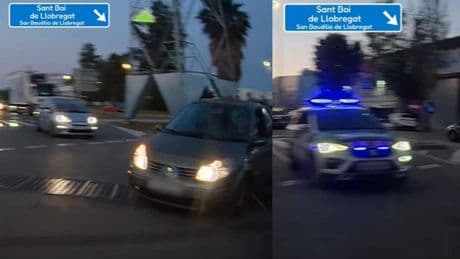 La surrealista pillada de los Mossos d'Esquadra a un conductor en una rotonda en Sant Boi de Llobregat que celebran miles de personas: “Uno que por fin aprenderá”