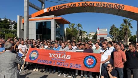 Samsun'da kara yolu işçileri, hükümetin düşük zam teklifine tepki gösterdi
