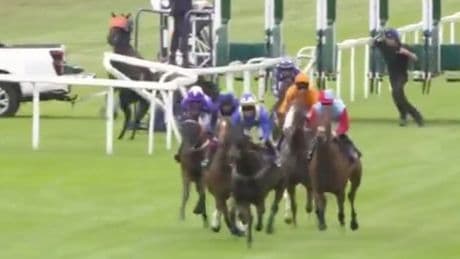 Five jockeys BANNED after horse runs blindfolded through rail in scary incident