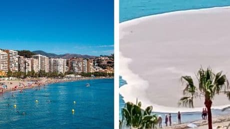 Stomach-churning moment Costa Del Sol sea turns brown at tourist hotspot