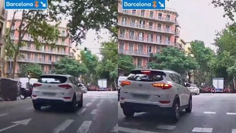 Gira a la derecha en una calle de Barcelona sin respetar las marcas viales y termina en accidente: “¿Esta gente de verdad tiene el carnet de conducir?”