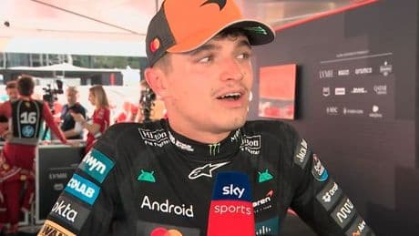 Lando Norris learns during live interview that his Max Verstappen comment was heard on TV