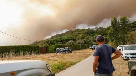 Un incendio en Tarifa provoca el desalojo de hoteles, chiringuitos, campings y 5.000 vehículos