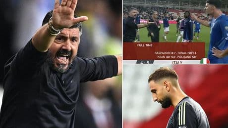 Italy beat Israel 5-4 in 'crazy' World Cup qualifier: Gennaro Gattuso clashes with opposition player, Man City's new £26m goalkeeper struggles and SEVEN goals are scored in second half as Newcastle star nets winner