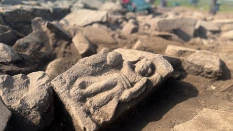 Ancient Roman goddess of victory sculpture found at Hadrian’s Wall by amateur archaeologists