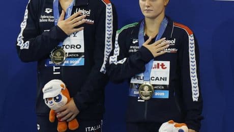 Oro storico per l'Italia: Pellacani-Santoro primi nei tuffi da 3 metri sincro misti