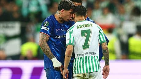 Man United flop Antony involved in furious clash with Chelsea star Enzo Fernandez as tempers flare in Conference League final