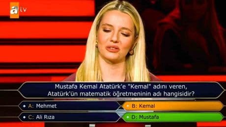 Atatürk'ün adını hatırlamayan yarışmacıdan şaşırtan açıklama! "Verdiğim cevap Atatürk’e olan sevgimi ve saygımı sorgulatamaz"