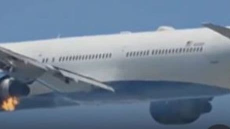Terrifying moment Boeing passenger plane catches fire after take off with flames erupting from the engine