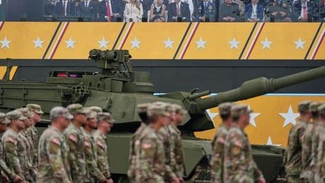 'I want Donald Trump for King' - fans at weird tank parade want 2028 election to be cancelled