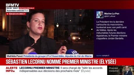 Sébastien Lecornu Premier ministre: "Emmanuel Macron a choisi son premier et dernier soutien", déplore Mathilde Panot (LFI)