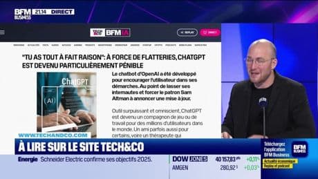 À lire sur le site Tech&Co : "Tu as tout à fait raison", à force de flatteries, ChatGPT est devenu particulièrement pénible, par Pierre Berge-Cia - 28/04