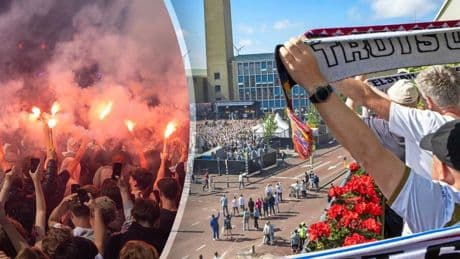 Fans Telstar trekken zich niks aan van ’fakkelverbod’ bij huldiging: ‘Hoempa hoempa hoempa tètètèèè’