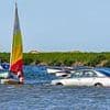 Drivers face Bank Holiday headache as their cars get stranded underwater in flood-hit beauty spots after high tides