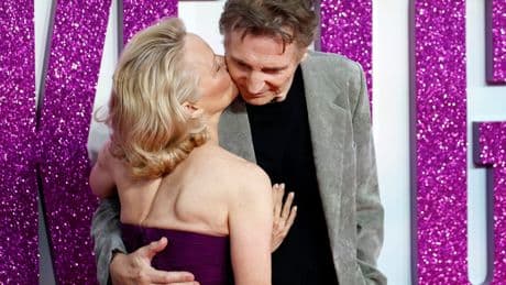 Liam Neeson opens up about filming ‘strange’ sex scene with Pamela Anderson on Naked Gun as romance rumours swirl