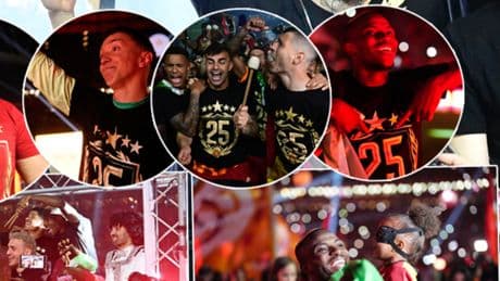 Galatasaraylı futbolcular şampiyonluğu marşlar ve şarkılarla kutladı